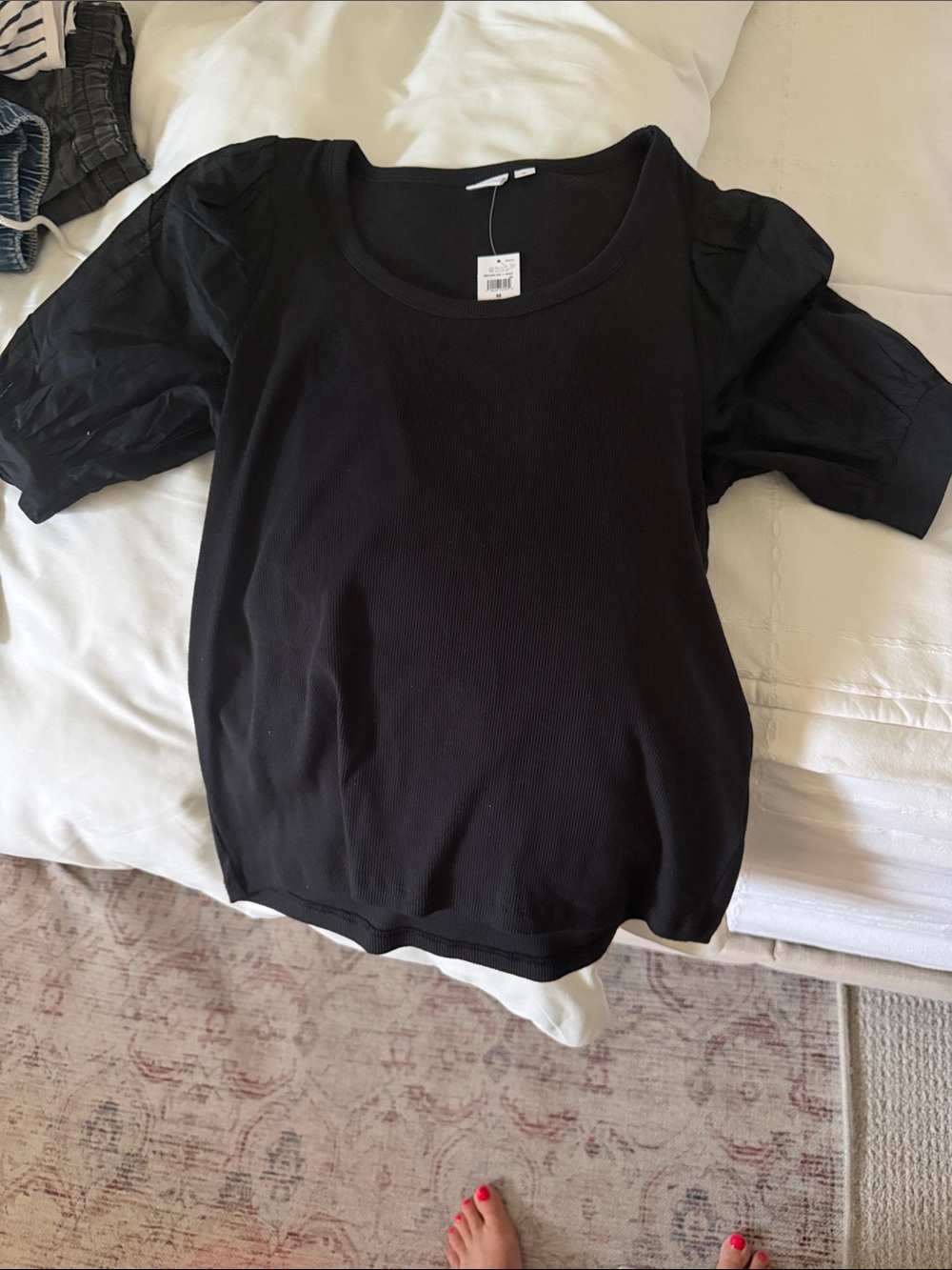 GAP Black Ribbed Scoop Neck Top with Tag